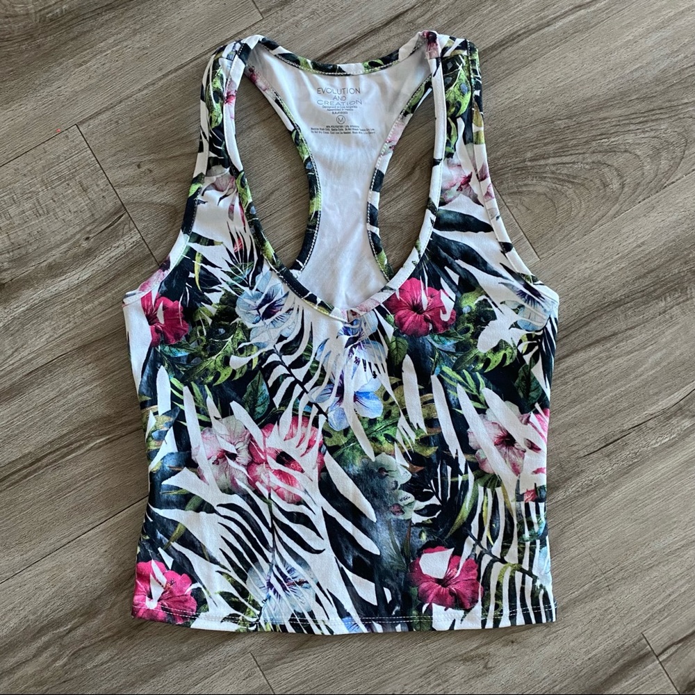 Tropical Print Workout Tank